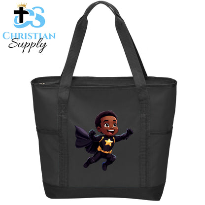 Kids Christian Star Super Boy Black Outfit Tote Bag