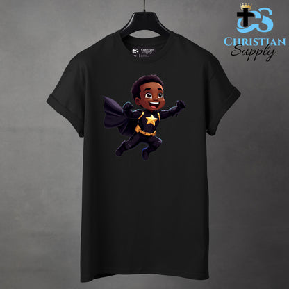 Kids Christian Star Super Boy Black Outfit Apparel