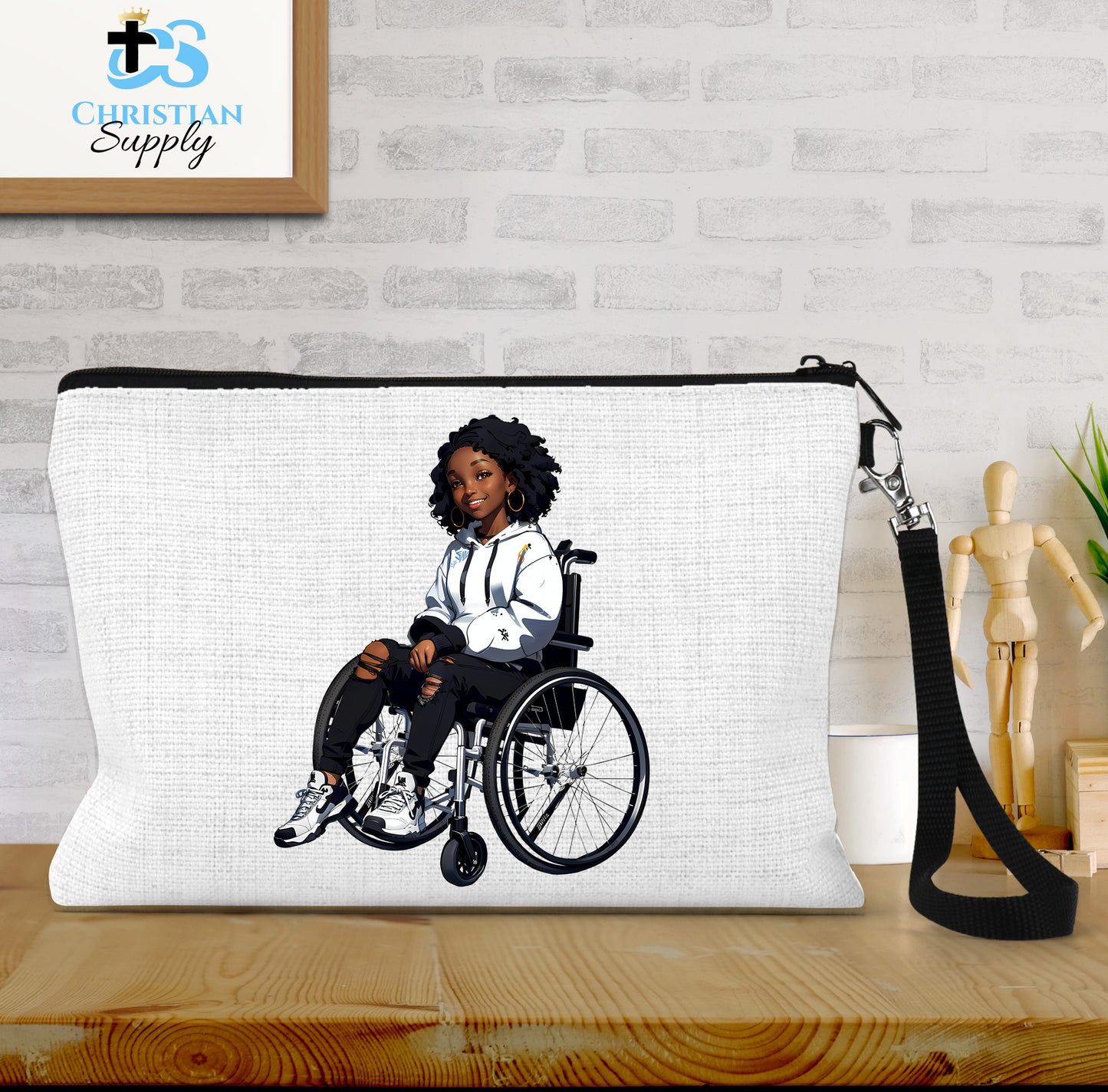 Kids Christian Girl in Wheelchair 4 Wristlet