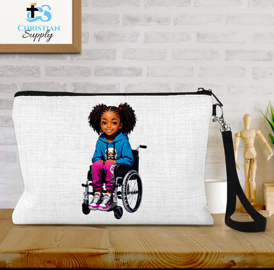 Kids Christian Girl in Wheelchair 5 Wristlet