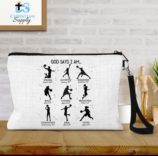 Kids God Says I Am Basketball Wristlet