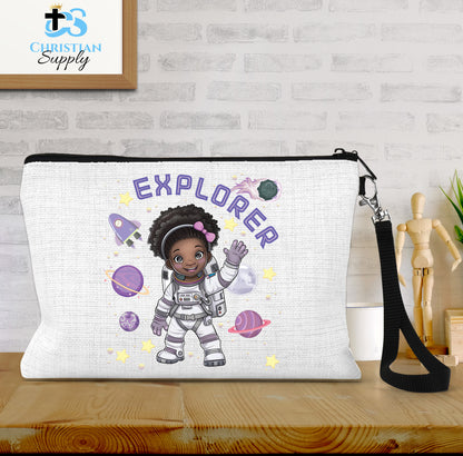 Kids Christian Girl Astronaut Explorer Wristlet