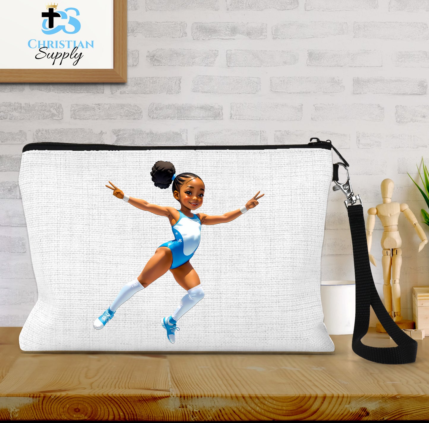 Kids Gymnastics Christian Blue Outfit Wristlet