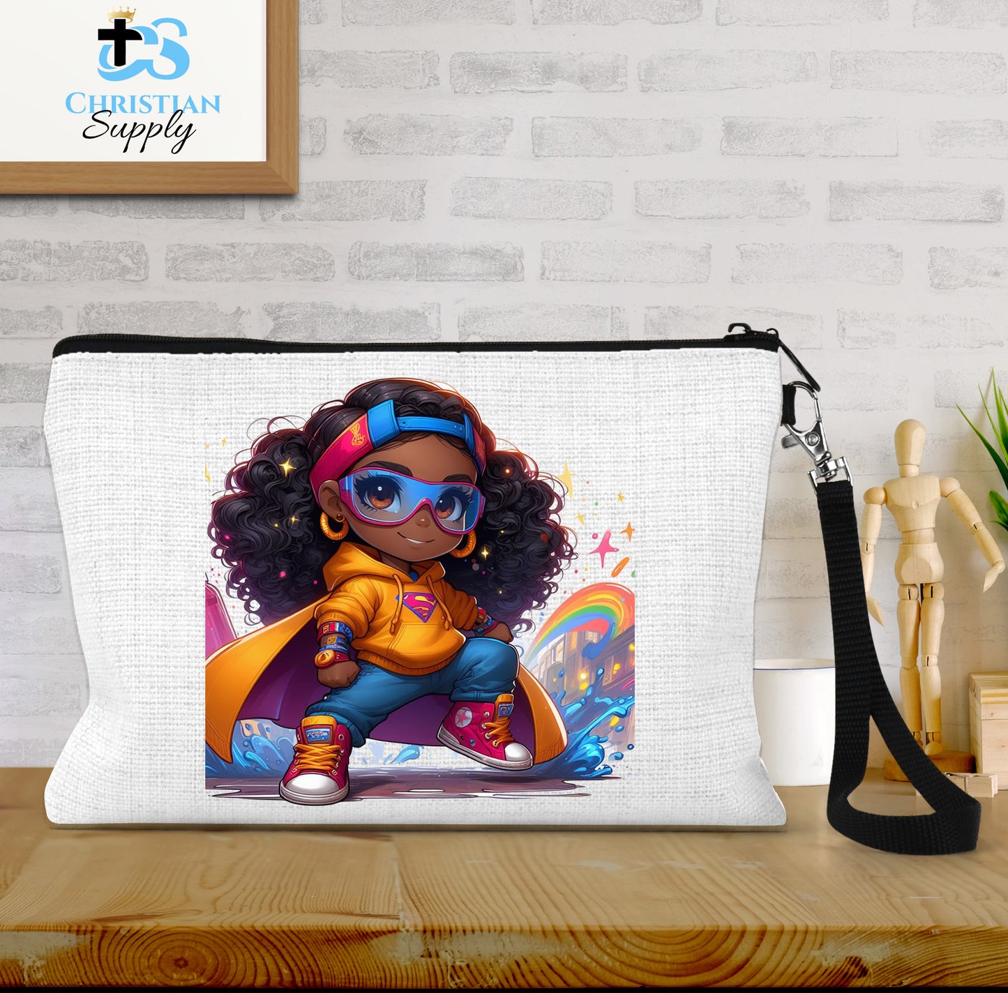 Kids Artist Christian Superhero Girl Wristlet