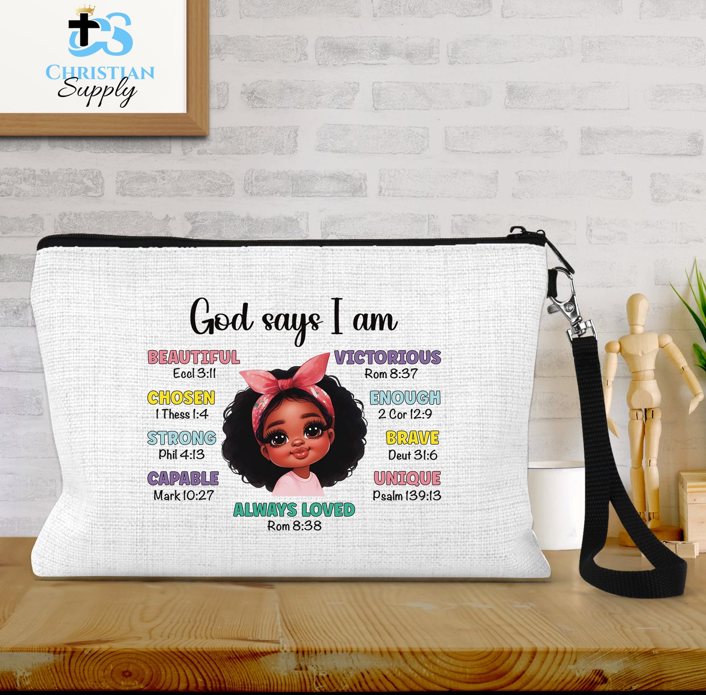 Kids Christian Girl God Says I Am Wristlet