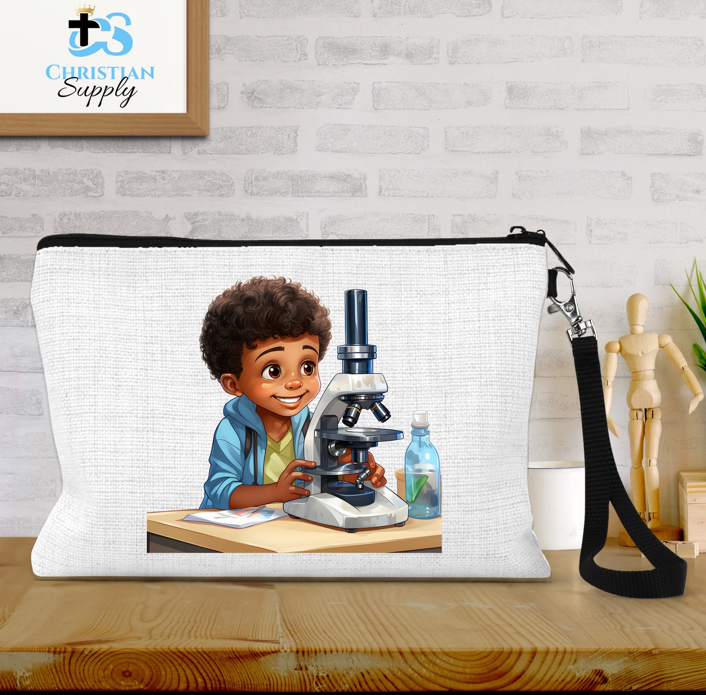 Kids Christian Scientist with Microscope Wristlet