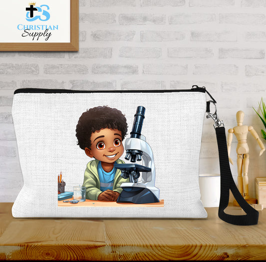 Kids Christian Scientist with Microscope 2 Wristlet