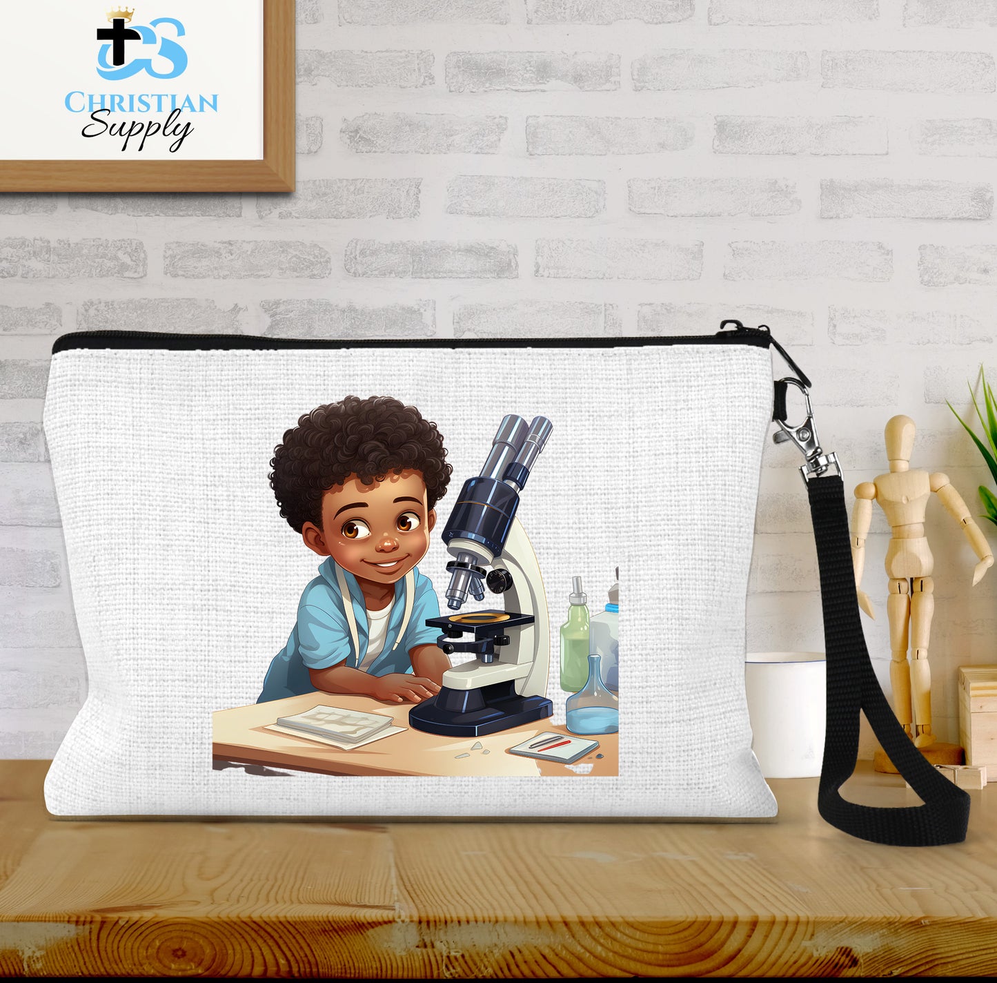 Kids Christian Scientist with Microscope 3 Wristlet