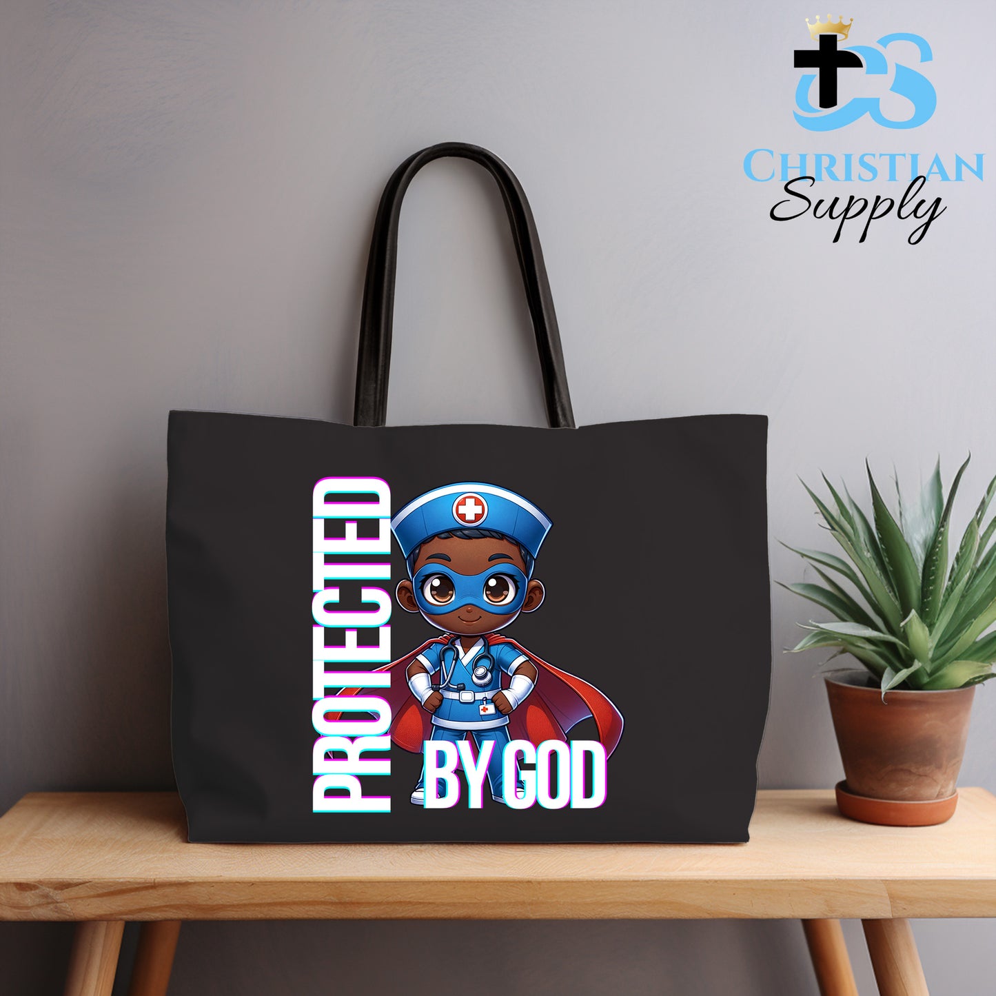 Kids Nurse Medical Christian Superhero Boy Blue Outfit Tote Bag