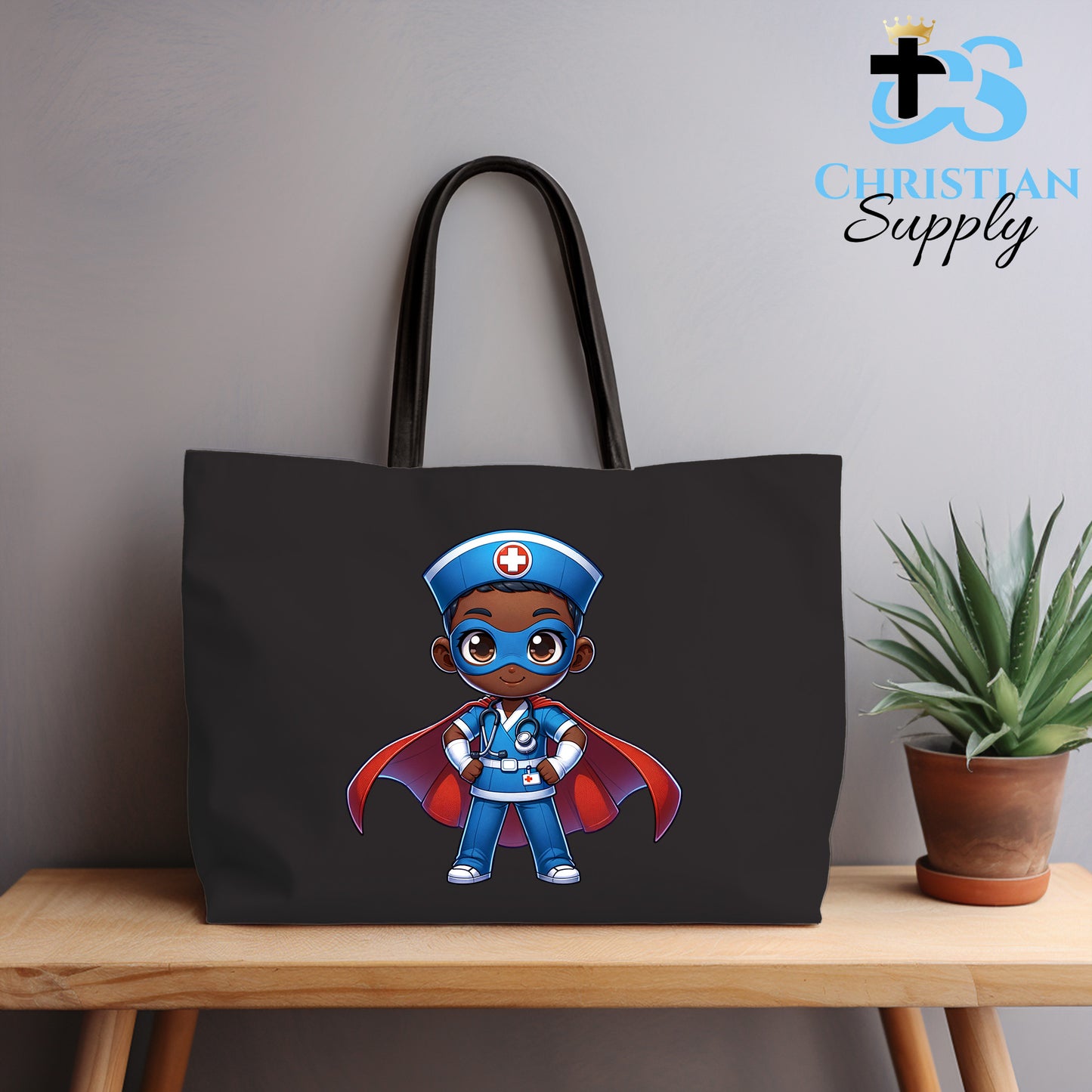 Kids Nurse Medical Christian Superhero Boy Blue Outfit Tote Bag