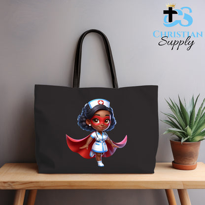 Kids Nurse Medical Christian Superhero Girl White Outfit Tote Bag