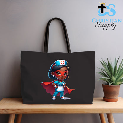 Kids Nurse Medical Christian Superhero Girl White Blue Outfit Tote Bag