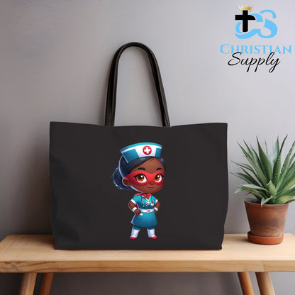 Kids Nurse Medical Christian Superhero Girl Blue Outfit Tote Bag