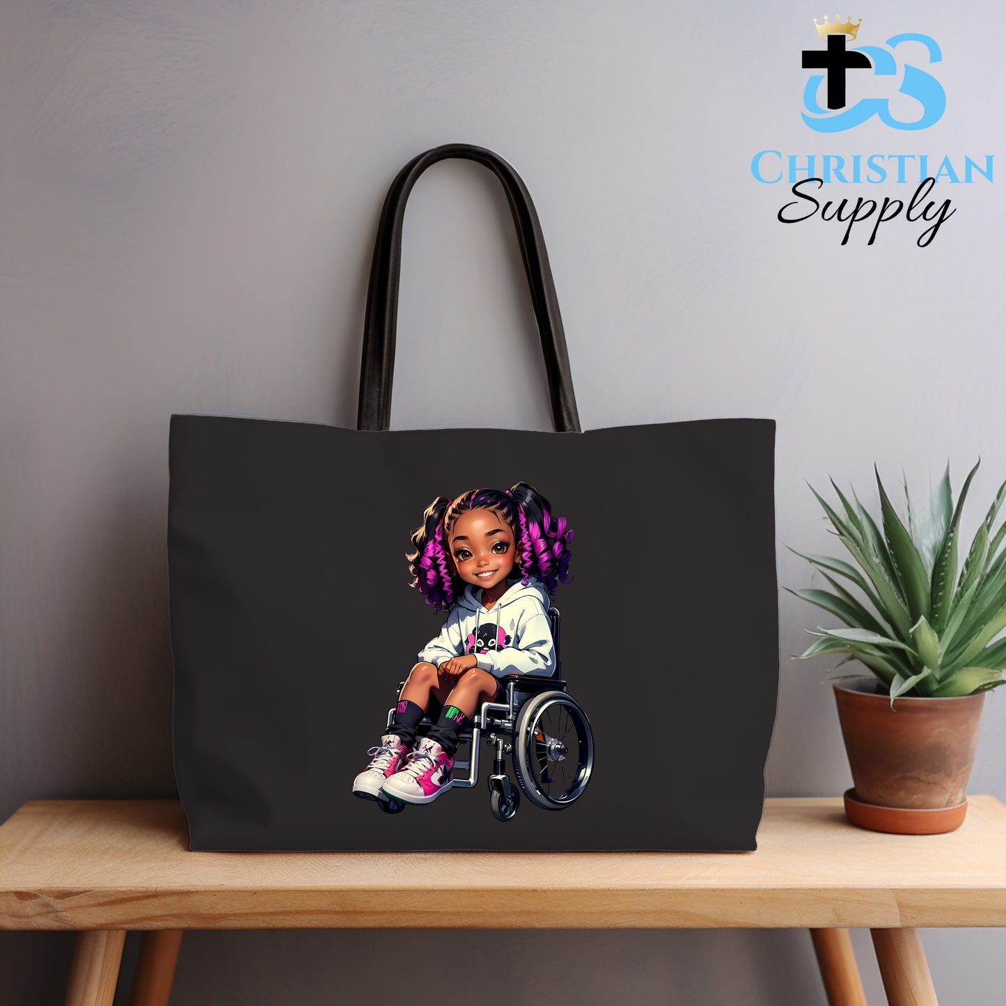 Kids Christian Girl in Wheelchair 2 Tote Bag