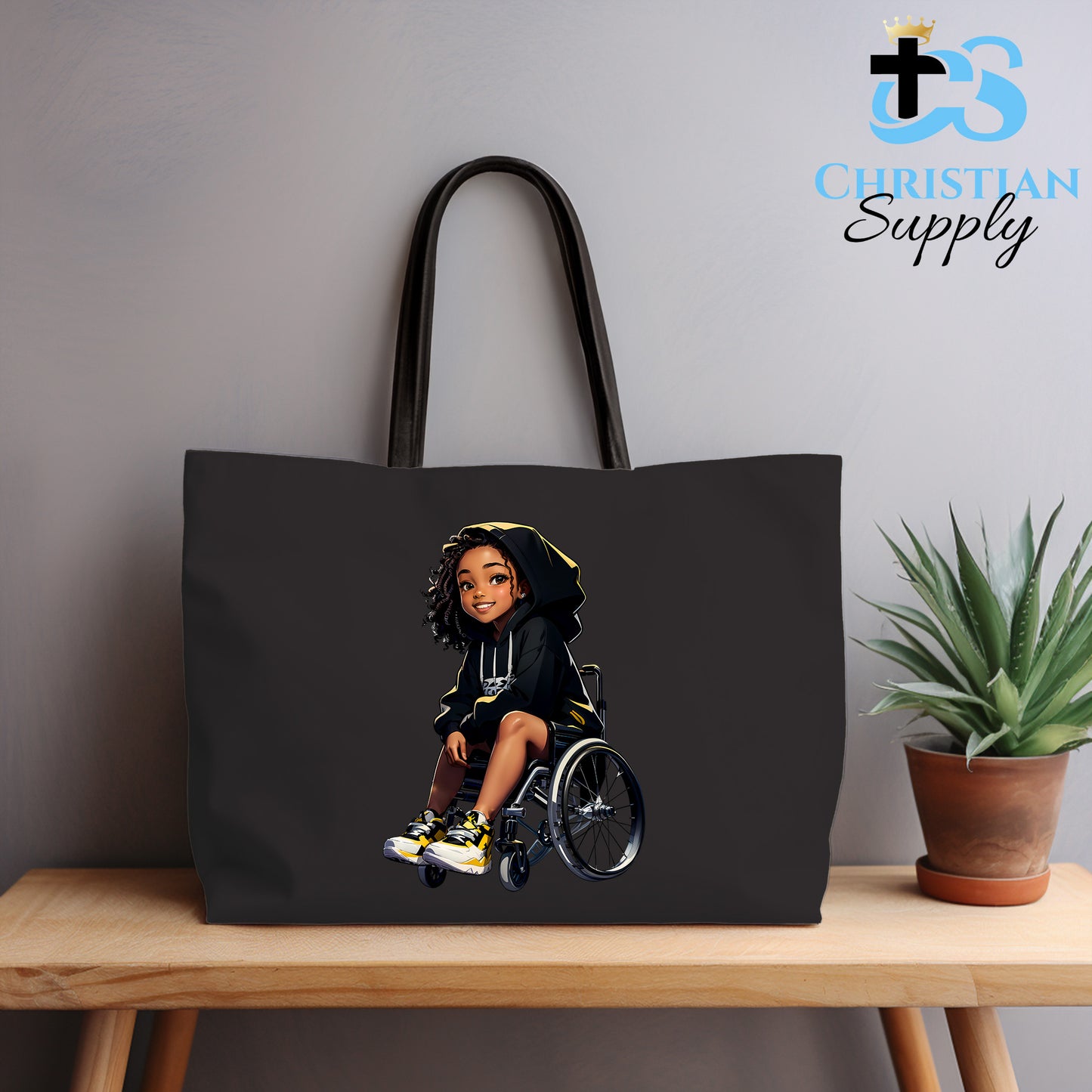 Kids Christian Girl in Wheelchair 3 Tote Bag