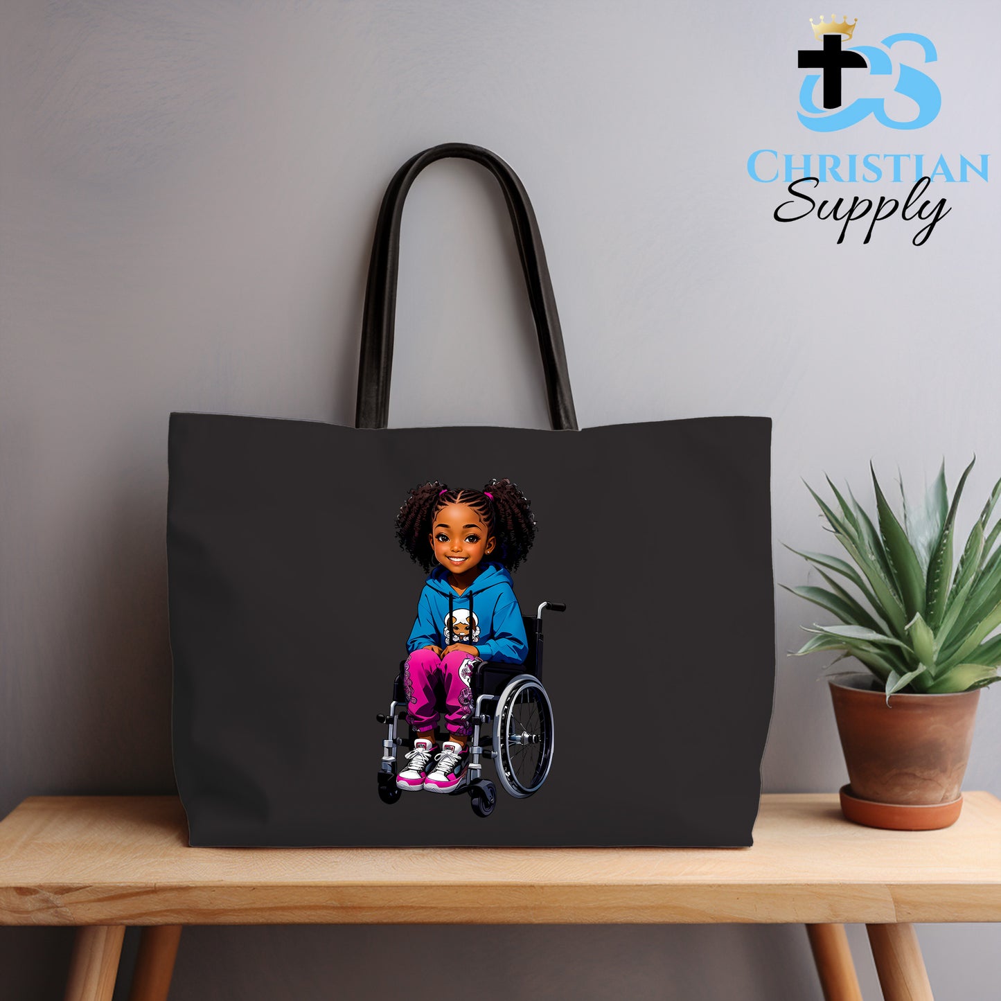 Kids Christian Girl in Wheelchair 5 Tote Bag