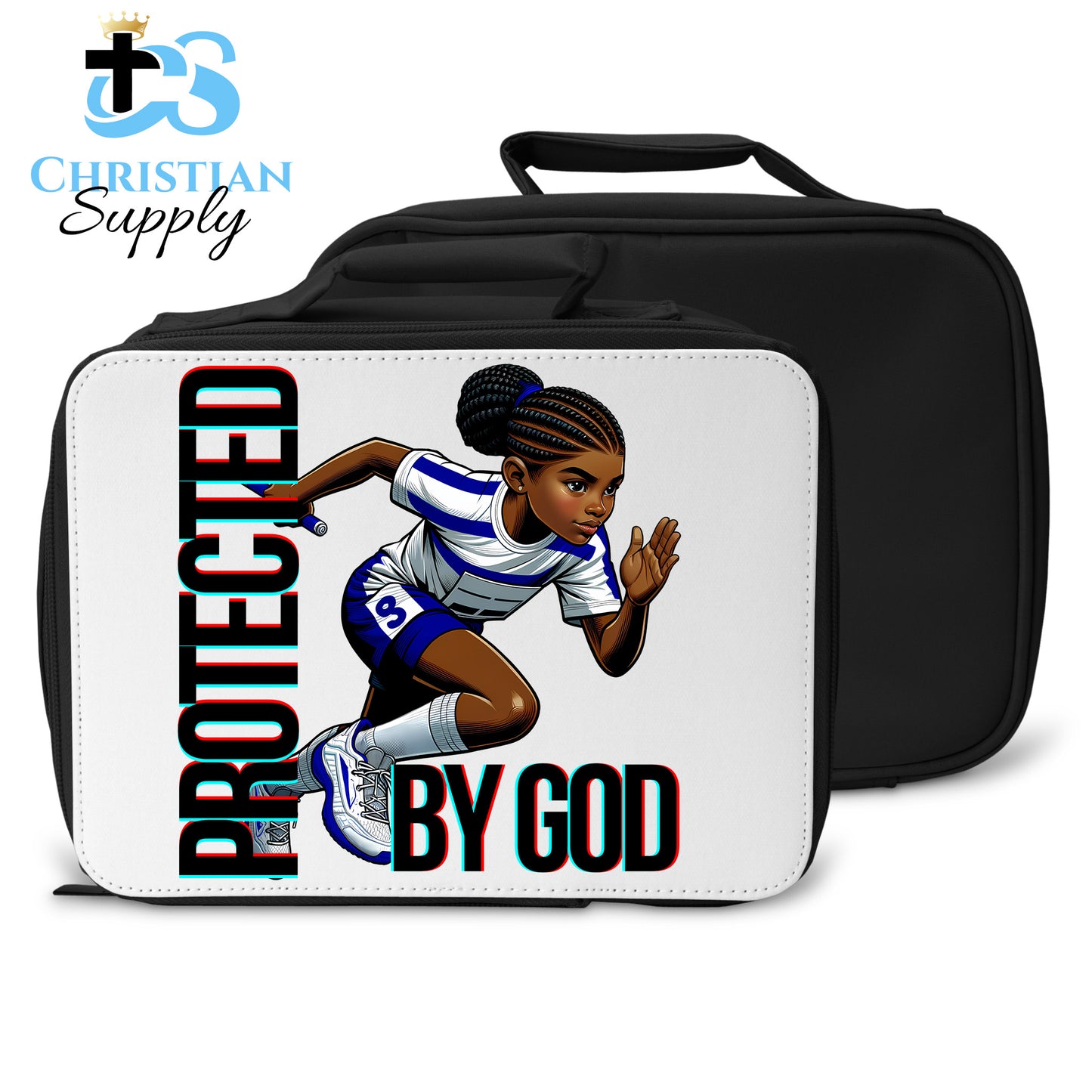 Kids Christian Track and Field Runner Baton Lunch Bag