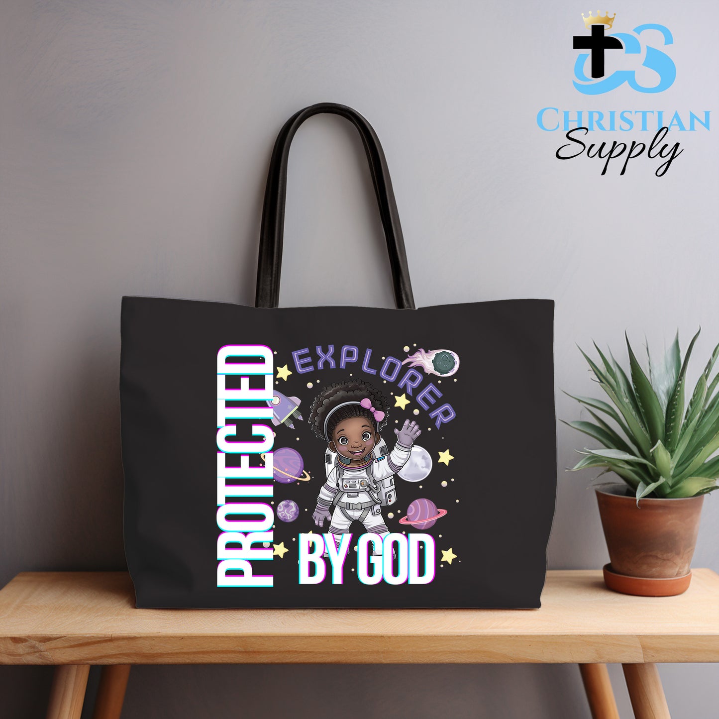 Kids Christian Girl Astronaut Explorer Tote Bag