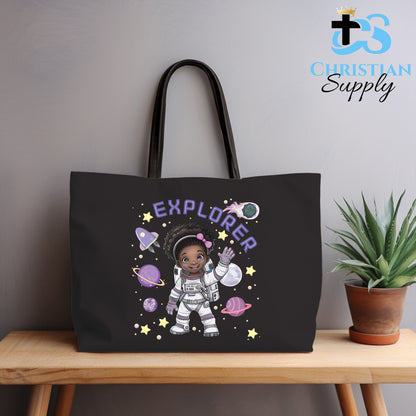 Kids Christian Girl Astronaut Explorer Tote Bag