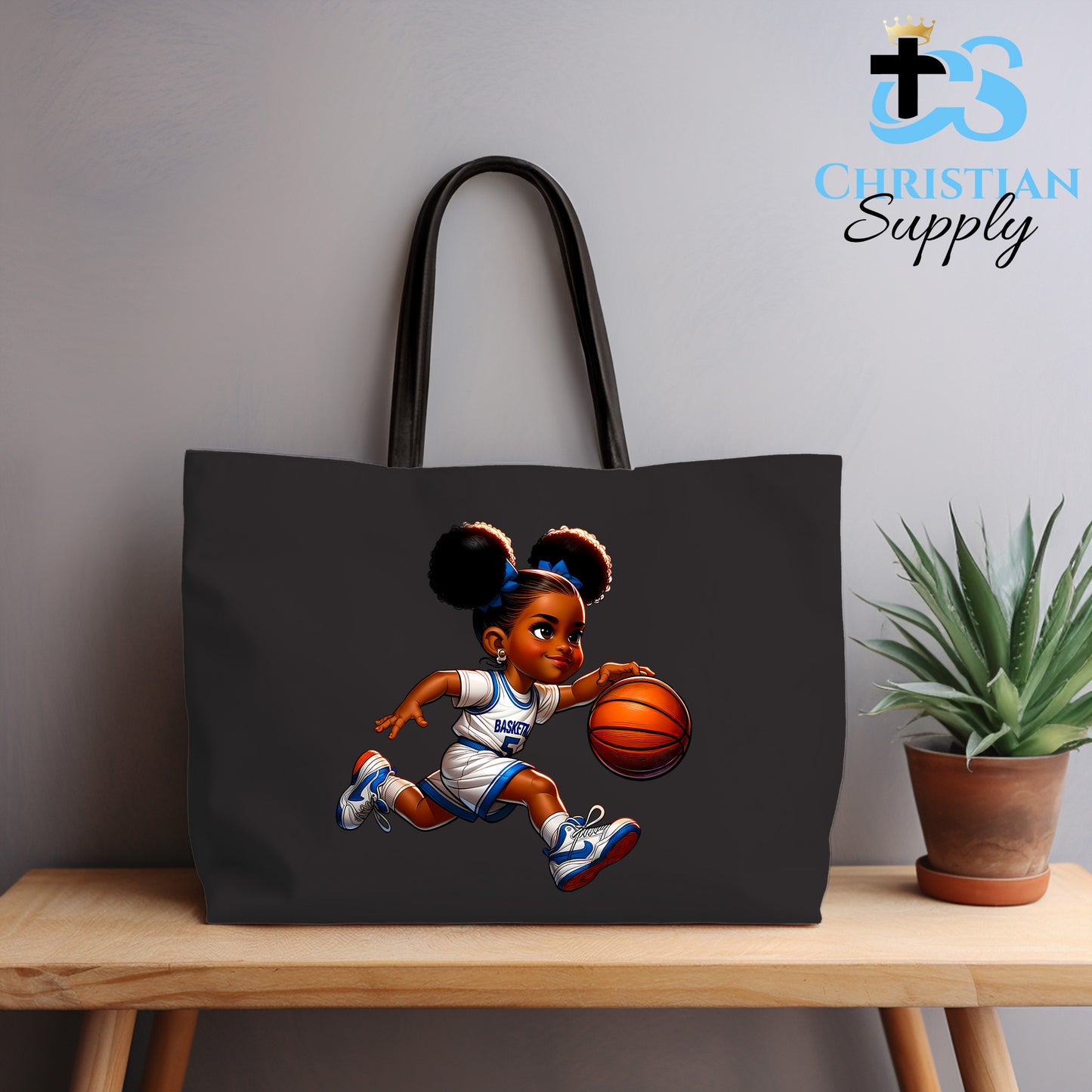 Kids Christian Basketball Player Tote Bag