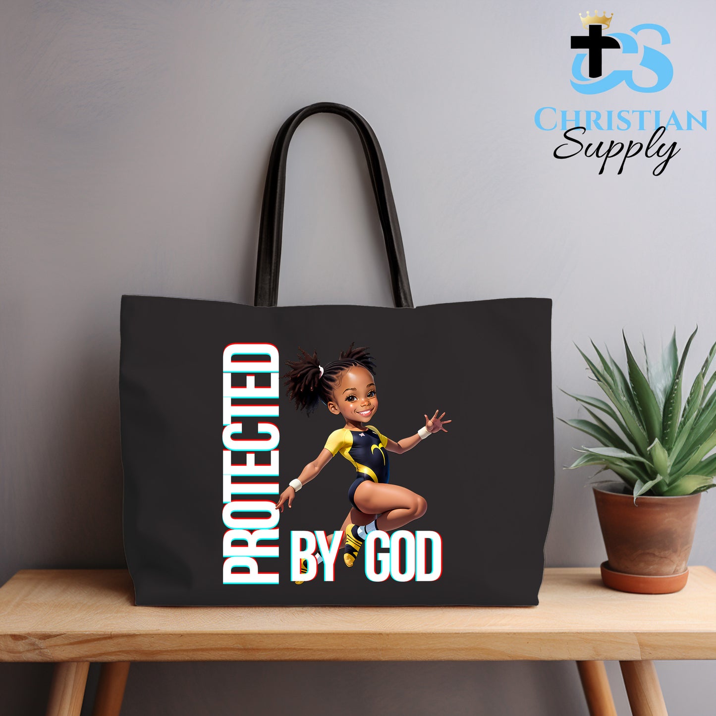 Kids Gymnastics Christian Yellow Outfit Tote Bag