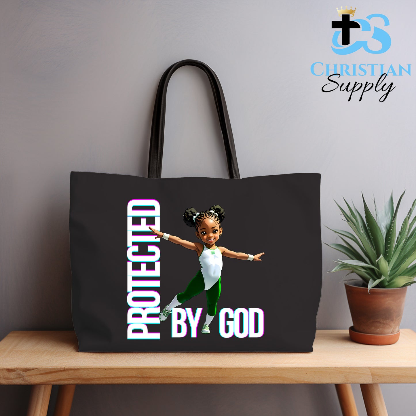 Kids Gymnastics Christian Green Outfit Tote Bag