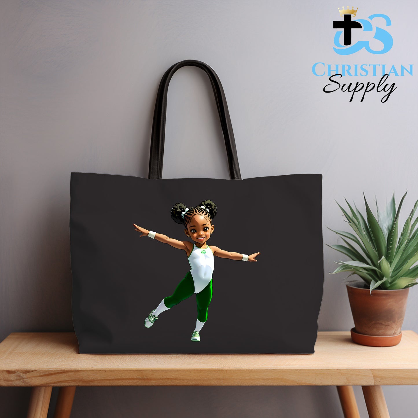 Kids Gymnastics Christian Green Outfit Tote Bag