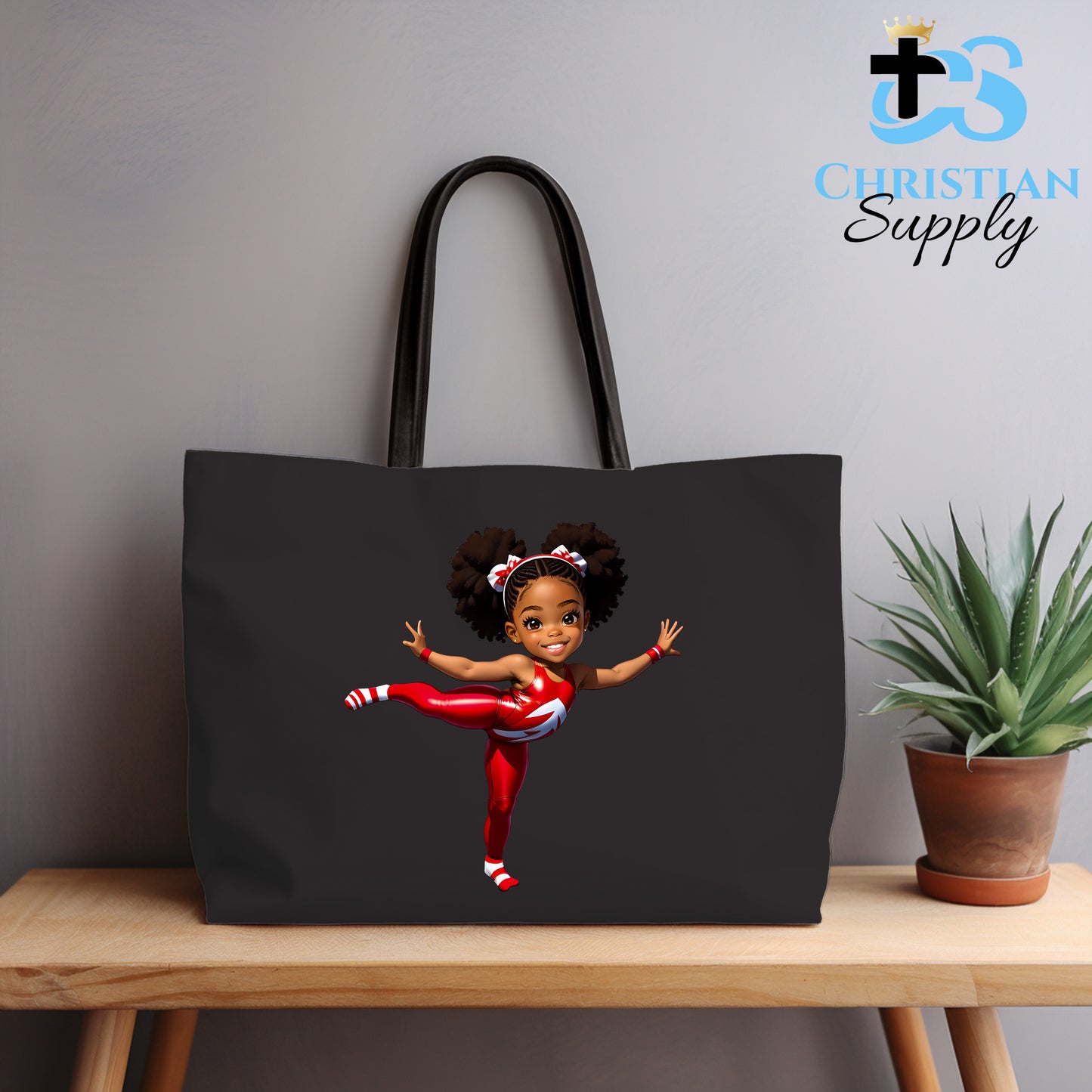 Kids Gymnastics Christian Red Outfit Tote Bag