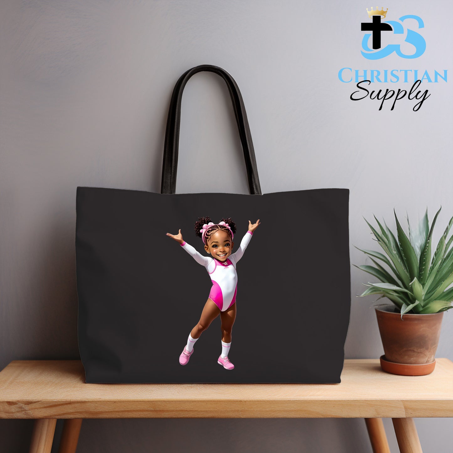 Kids Gymnastics Christian Pink Outfit Tote Bag