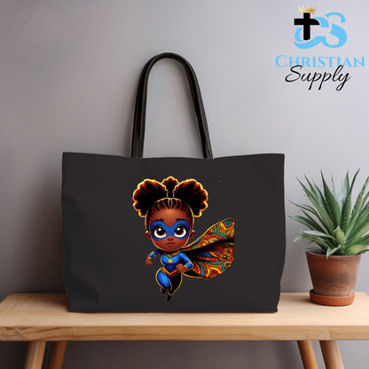 Kids Christian Super Girl Blue Outfit Tote Bag