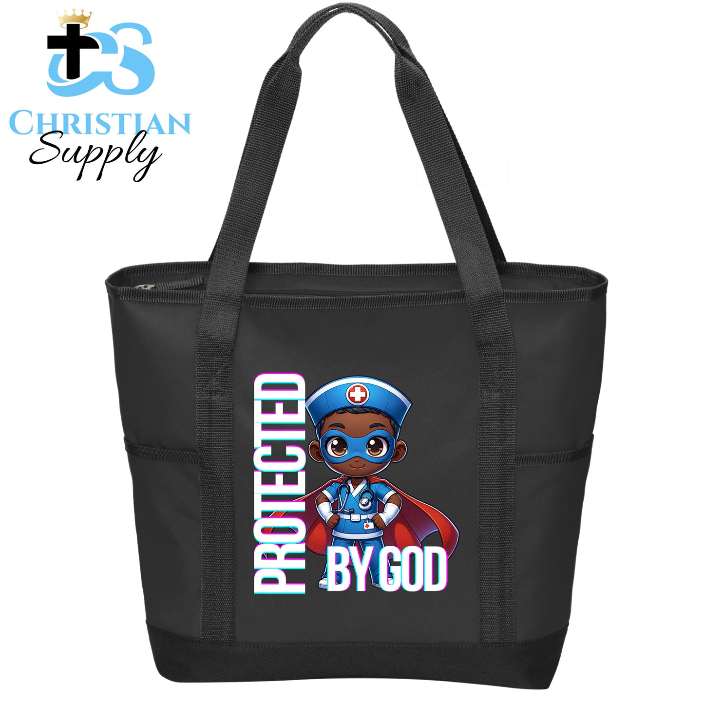 Kids Nurse Medical Christian Superhero Boy Blue Outfit Tote Bag