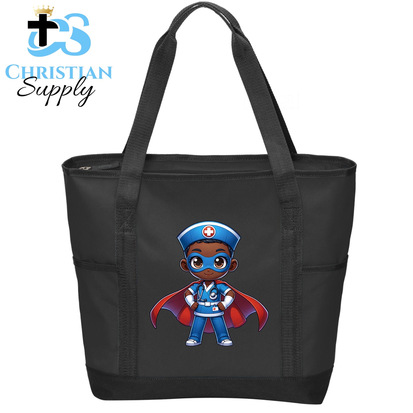 Kids Nurse Medical Christian Superhero Boy Blue Outfit Tote Bag