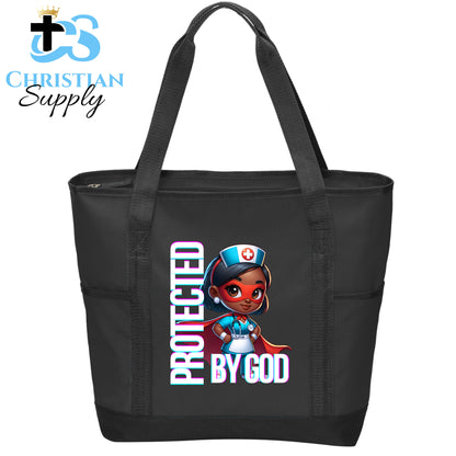 Kids Nurse Medical Christian Superhero Girl White Blue Outfit Tote Bag