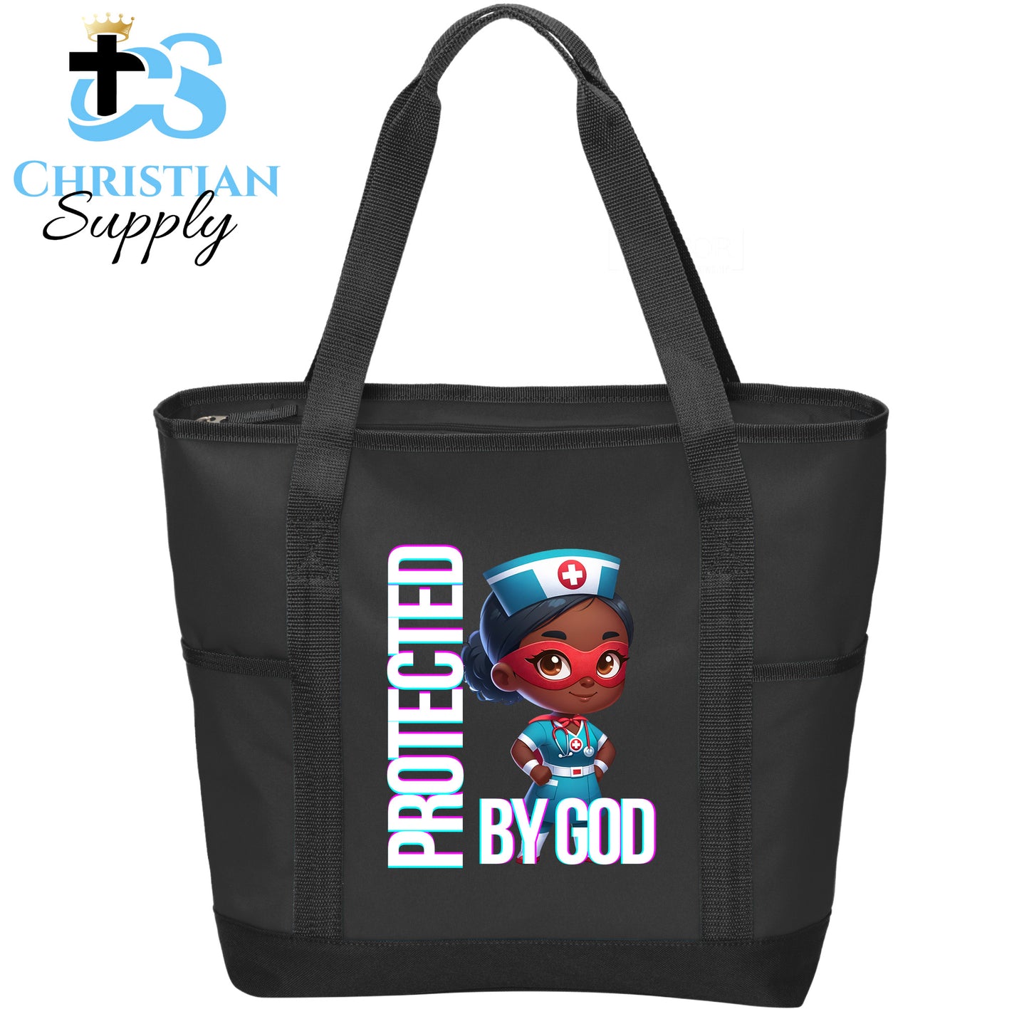 Kids Nurse Medical Christian Superhero Girl Blue Outfit Tote Bag