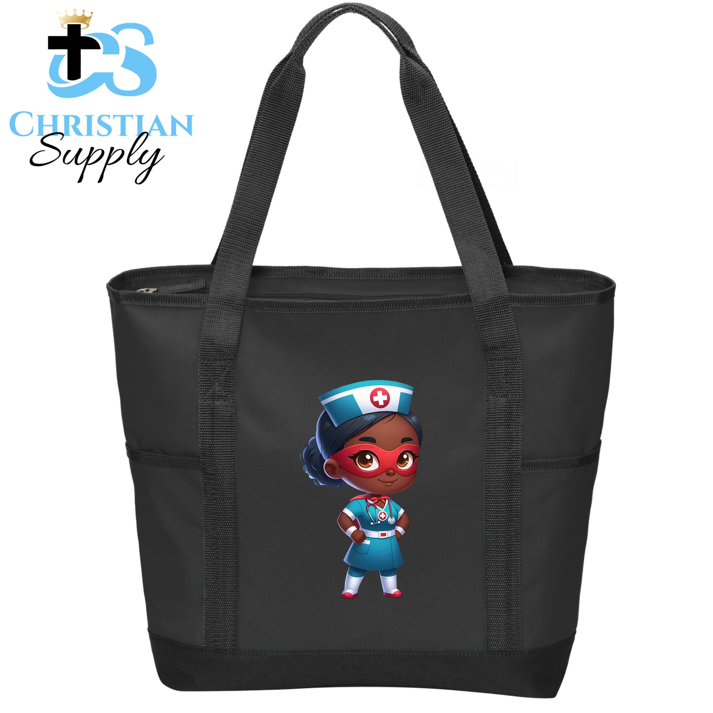 Kids Nurse Medical Christian Superhero Girl Blue Outfit Tote Bag