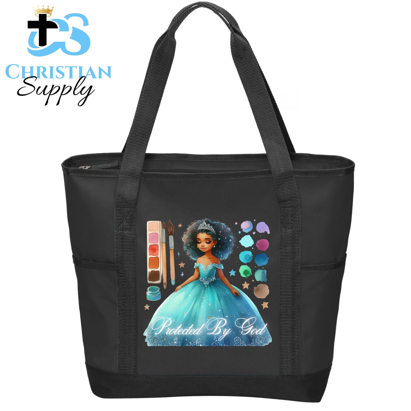 Kids Christian Princess Blue Makeup Artist Tote Bag