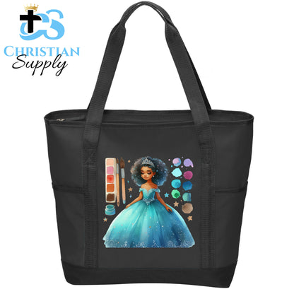 Kids Christian Princess Blue Makeup Artist Tote Bag