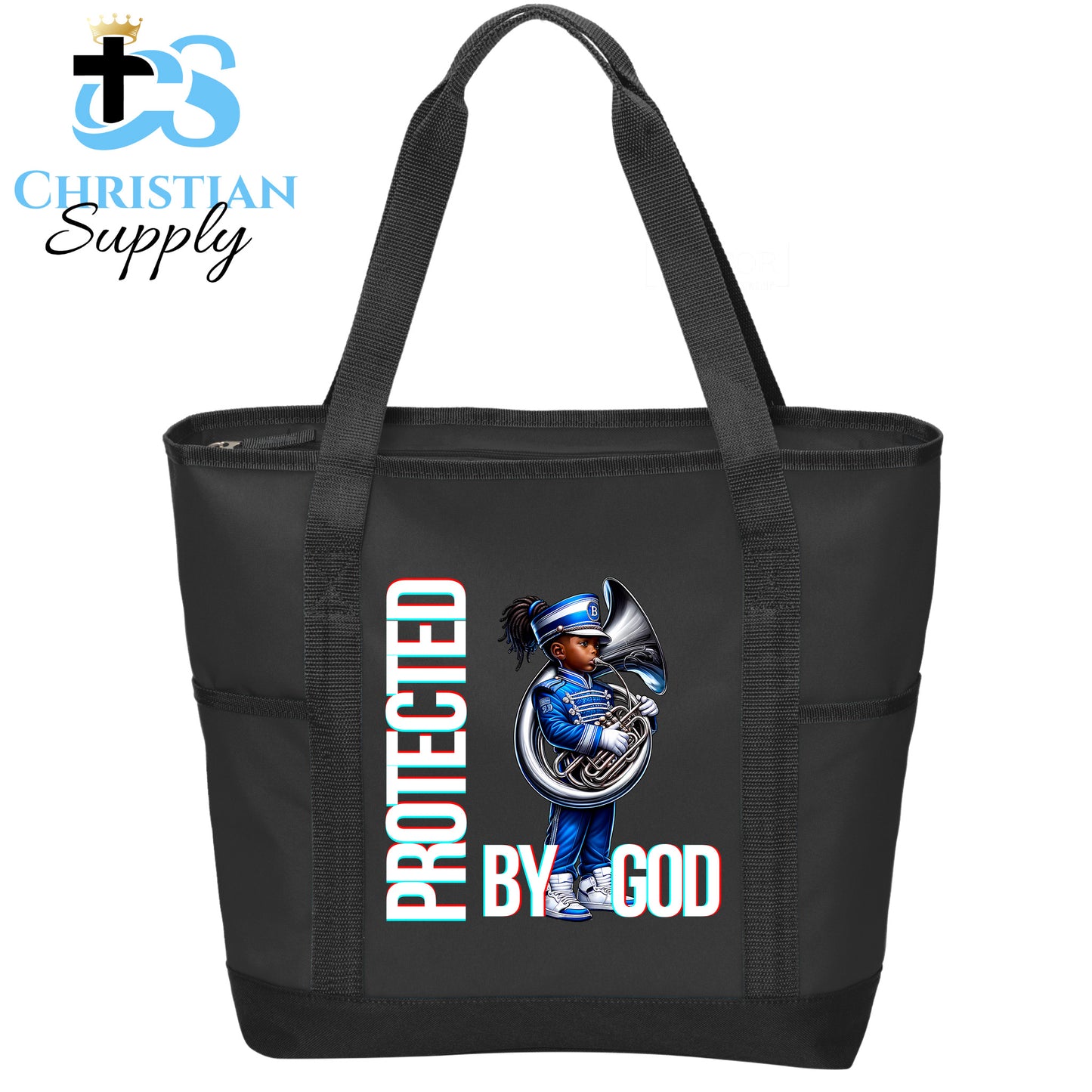 Kids Christian Marching Band French Horn Tote Bag