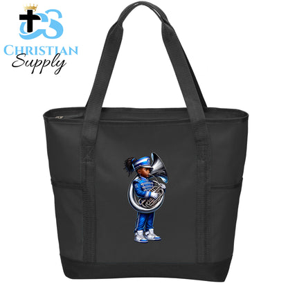 Kids Christian Marching Band French Horn Tote Bag