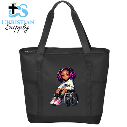 Kids Christian Girl in Wheelchair 2 Tote Bag