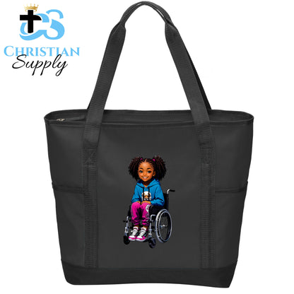 Kids Christian Girl in Wheelchair 5 Tote Bag