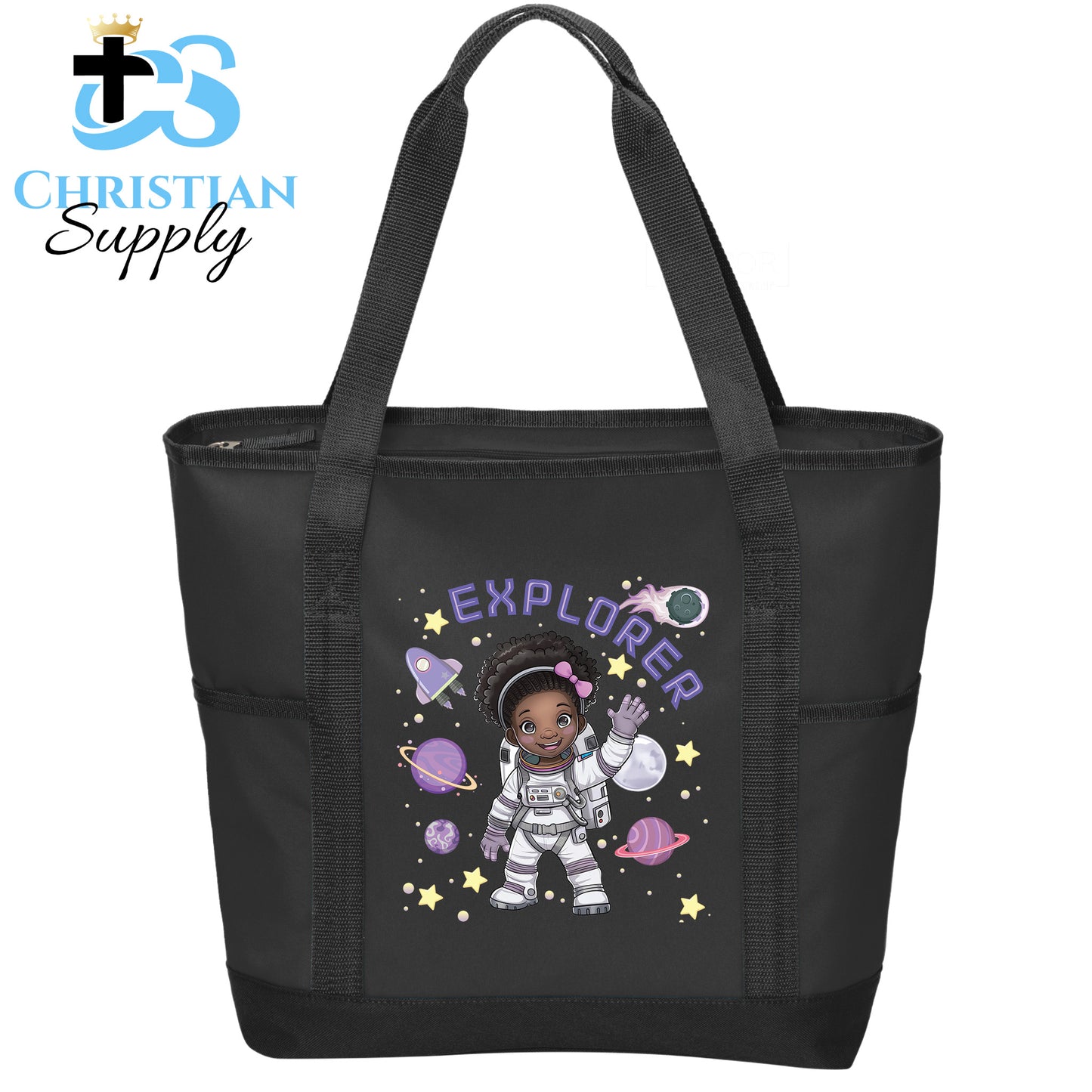 Kids Christian Girl Astronaut Explorer Tote Bag