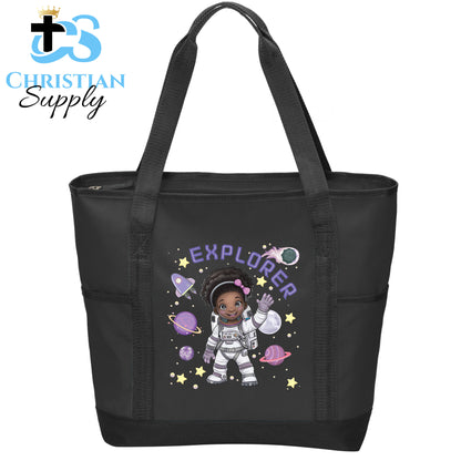 Kids Christian Girl Astronaut Explorer Tote Bag