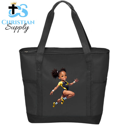 Kids Gymnastics Christian Yellow Outfit Tote Bag