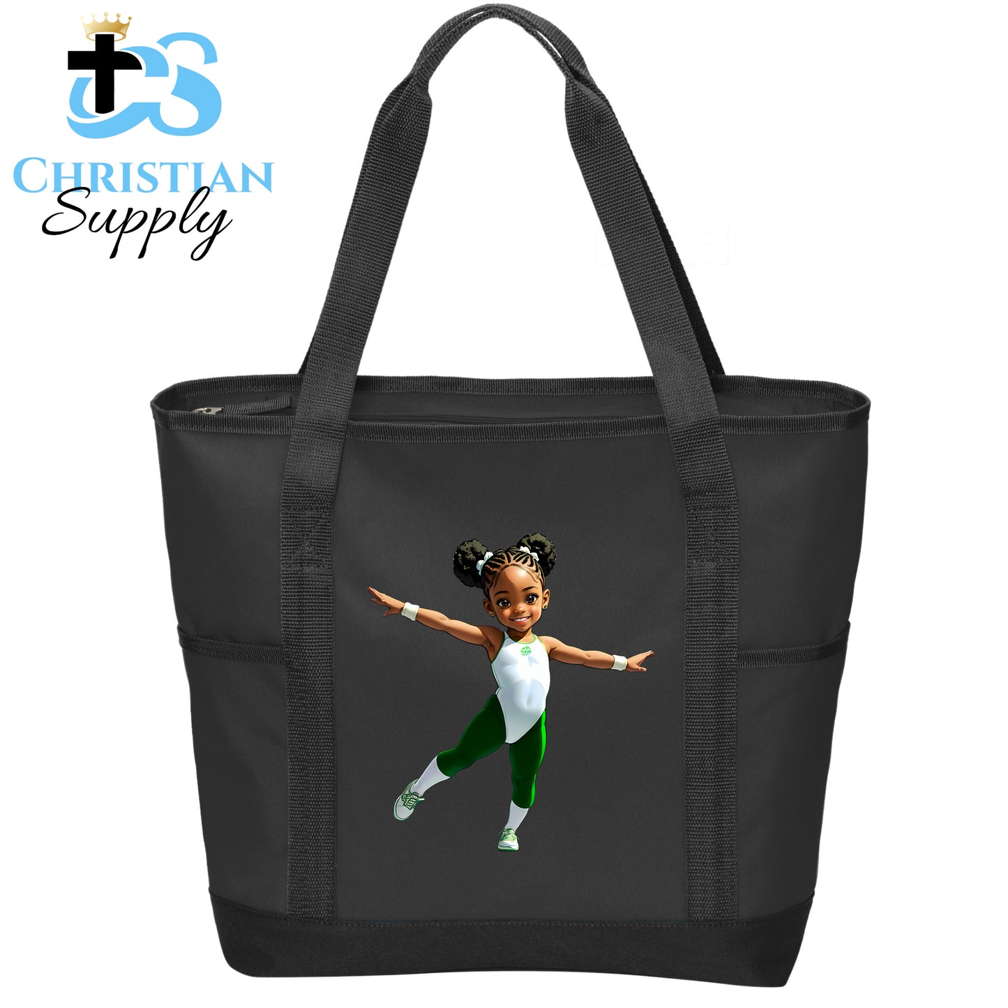 Kids Gymnastics Christian Green Outfit Tote Bag