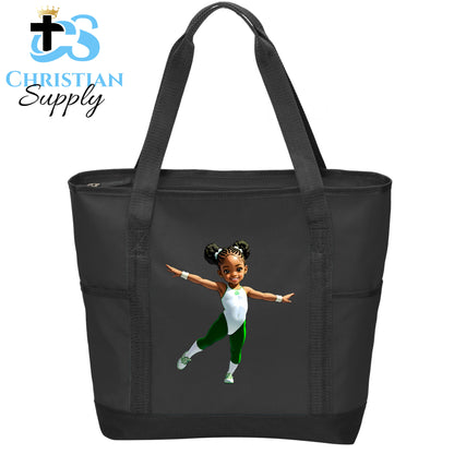 Kids Gymnastics Christian Green Outfit Tote Bag