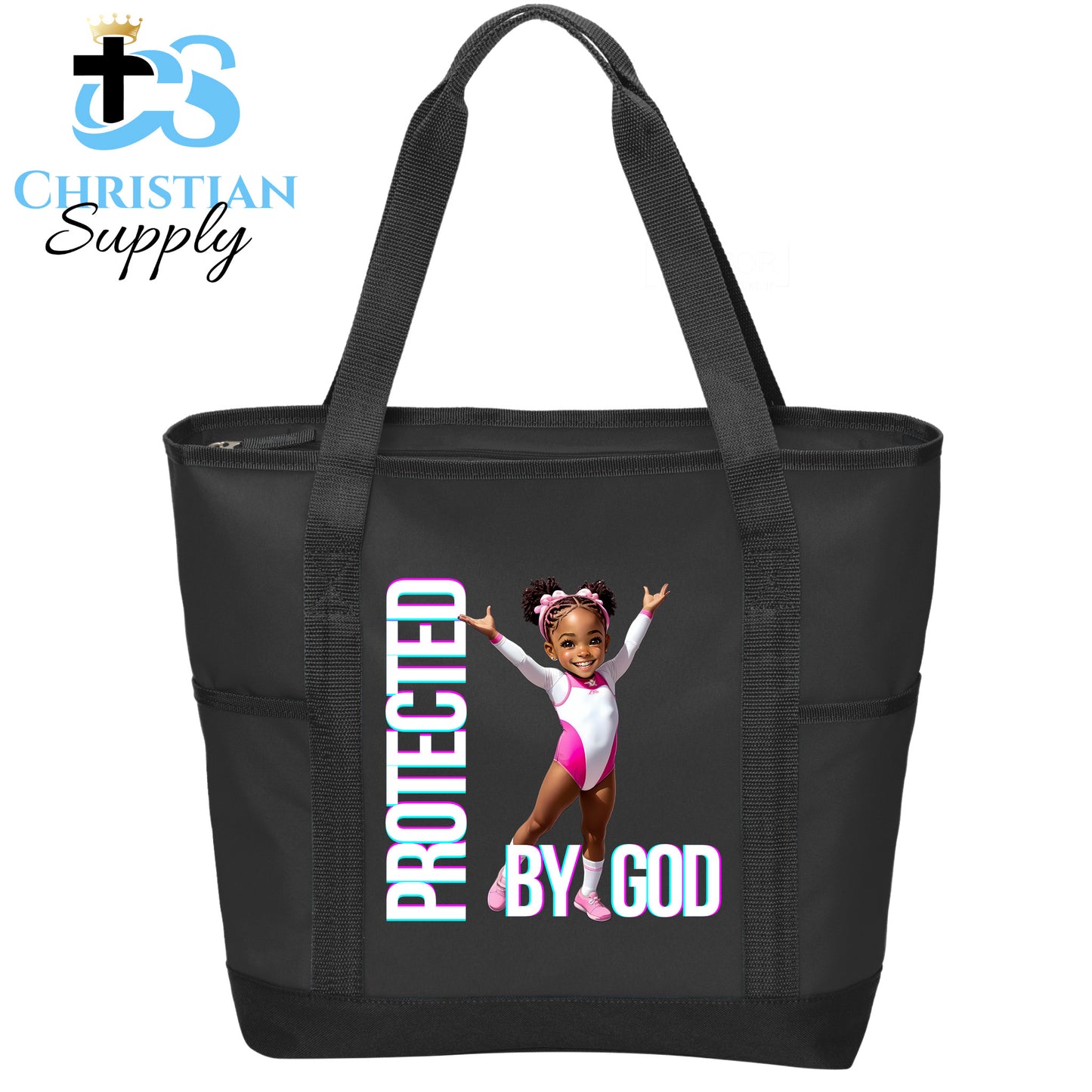 Kids Gymnastics Christian Pink Outfit Tote Bag