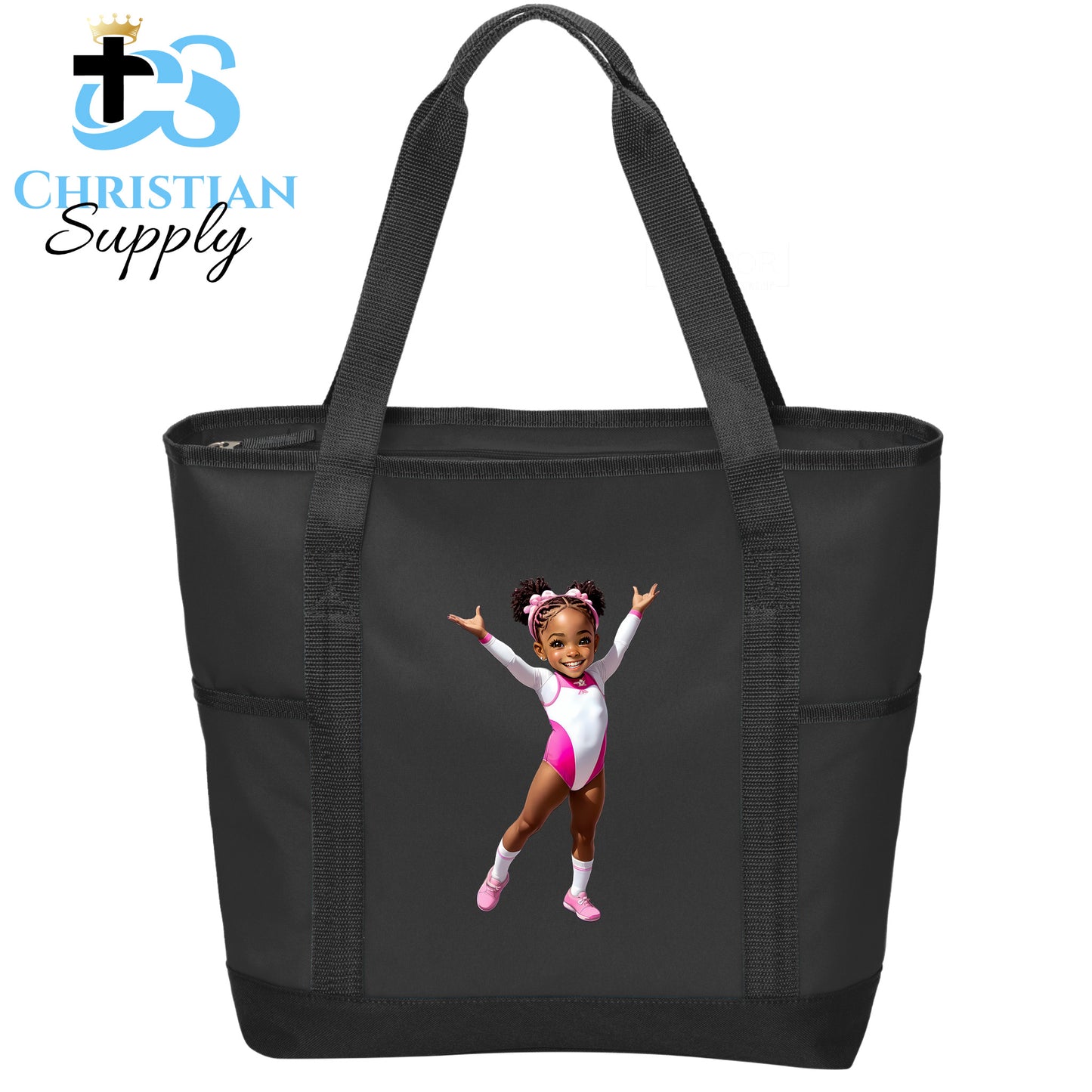 Kids Gymnastics Christian Pink Outfit Tote Bag