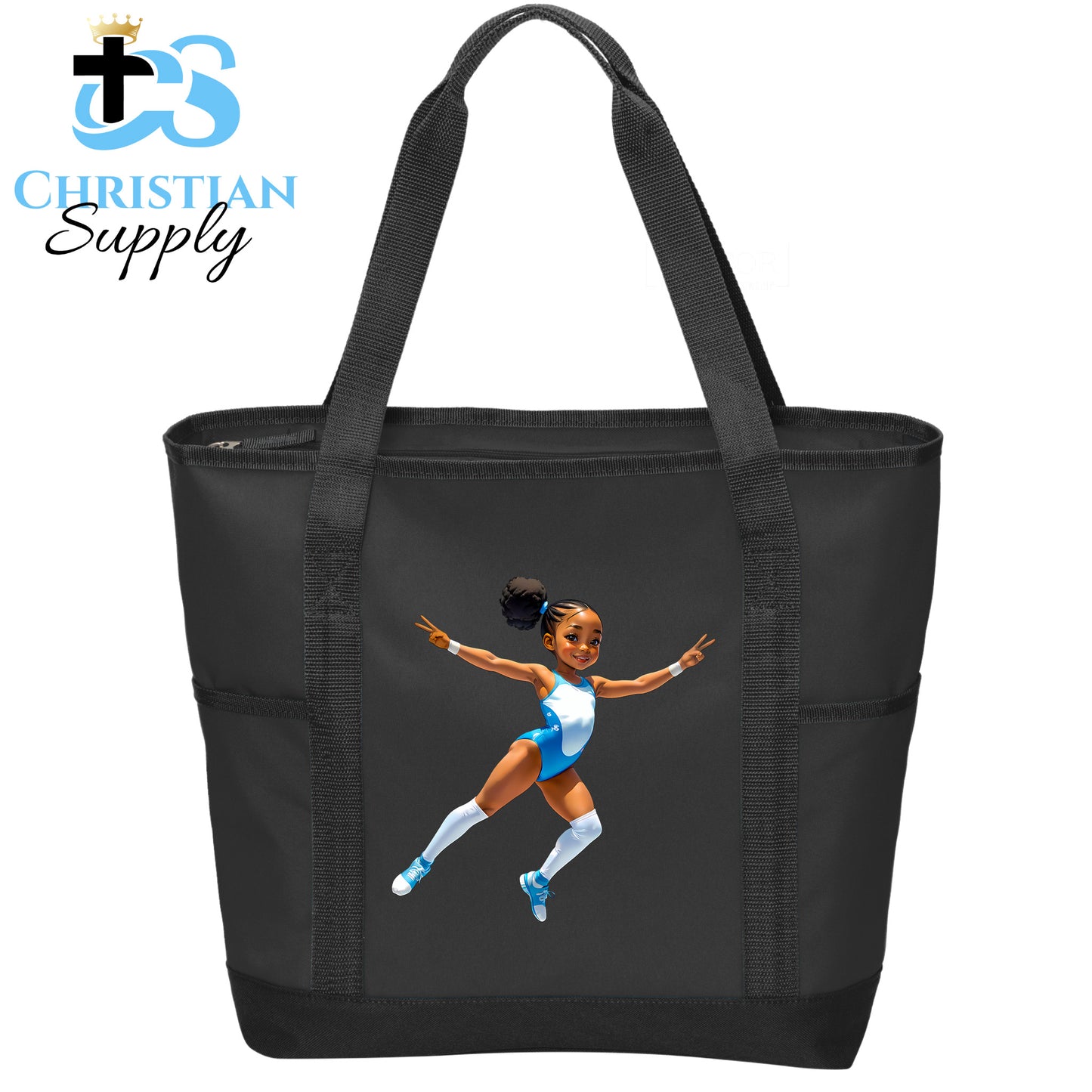 Kids Gymnastics Christian Blue Outfit Tote Bag