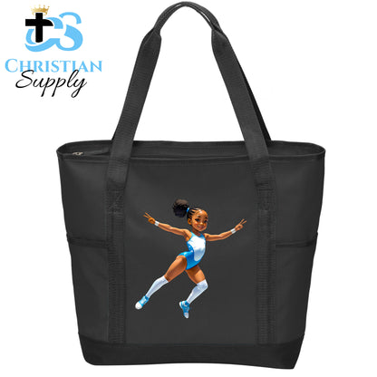 Kids Gymnastics Christian Blue Outfit Tote Bag